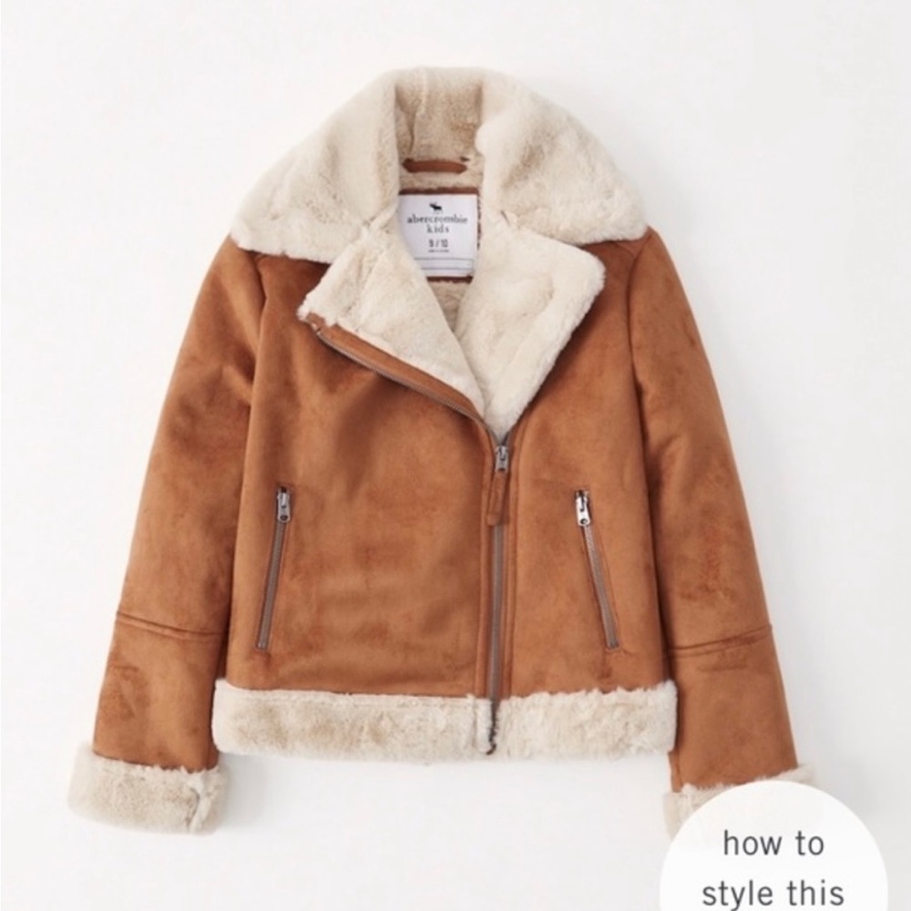 Abercrombie kids faux suede biker jacket